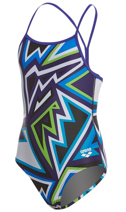 ARENA Youth Tulum Light Drop Back One Piece Swimsuit (Danube Blue/Multi(807))